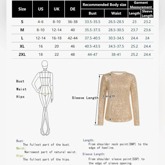 NWT Women’s Sequined Long Sleeve Scoop Neck Blouse - Picture 8 of 8